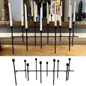 Project 62 Minimalist Brutalist Black Multi Taper Candle Holder Centerpiece RARE